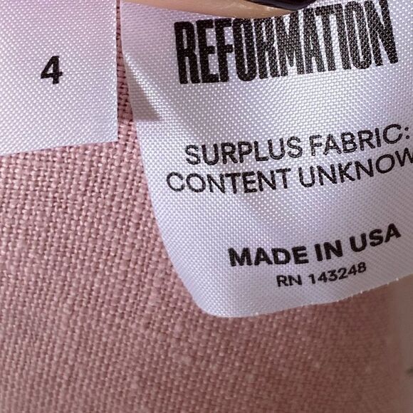 Reformation Audrey Mini Pink Dress Linen Size 4 - Picture 9 of 10